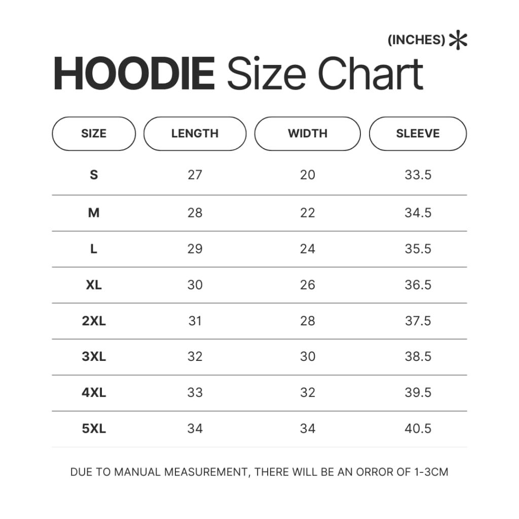 Hoodie Size Chart - Balatro Merch